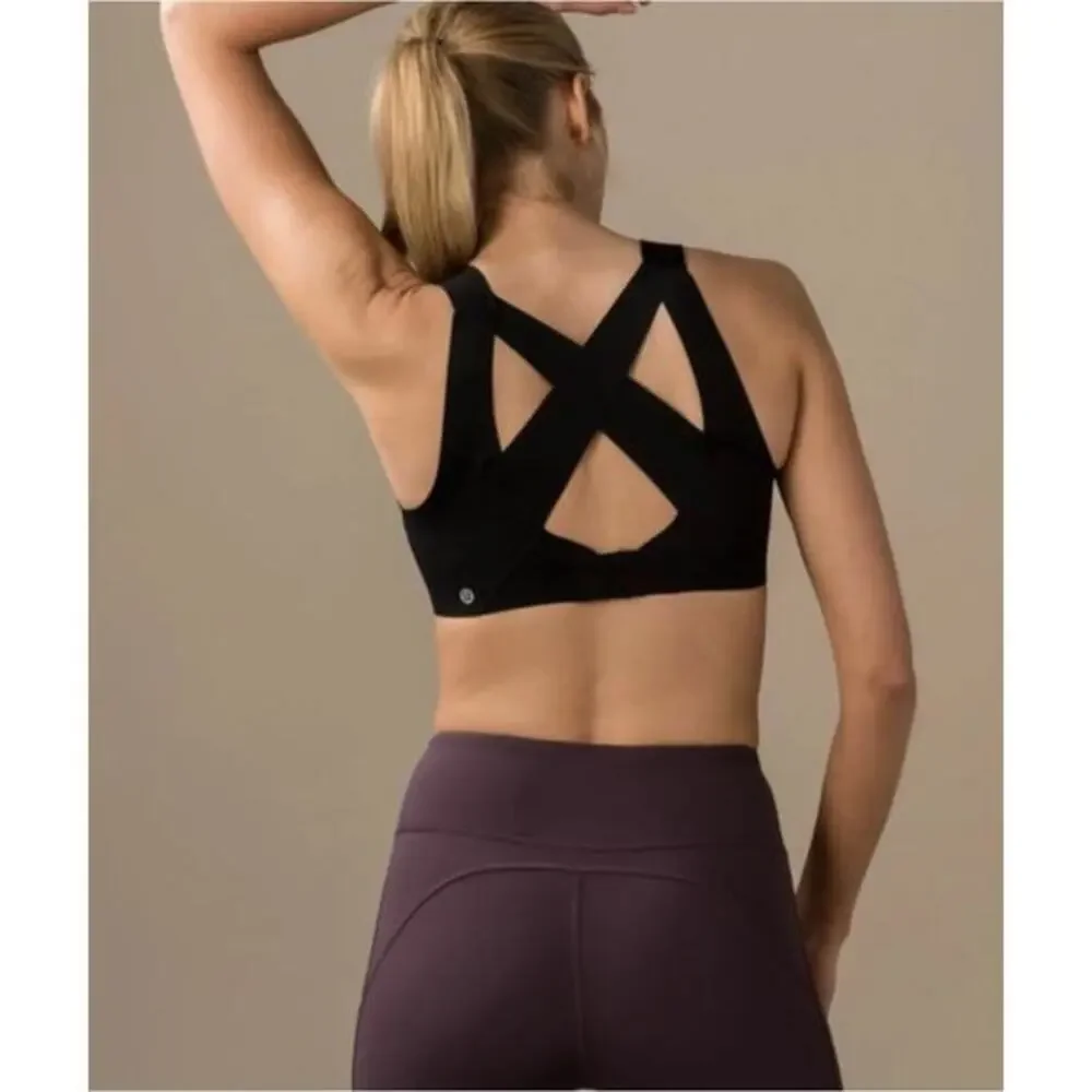 Lululemon Enlite Bra Black‎ High Support Ultralu Criss Cross Weave Run